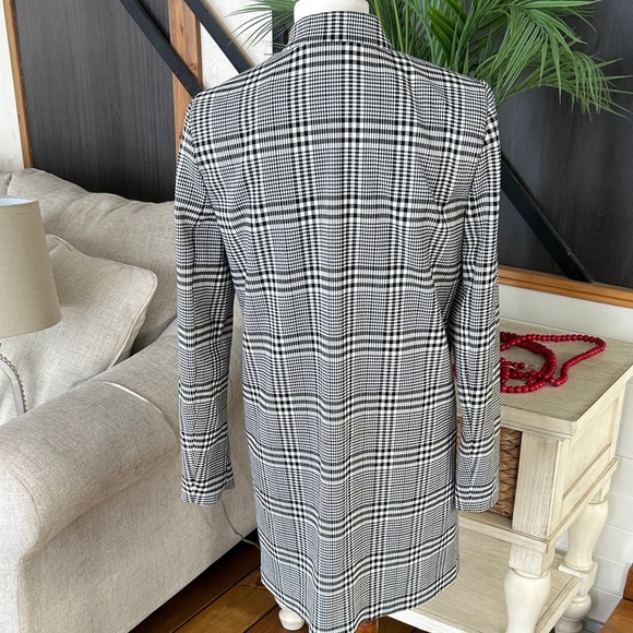 Carolina Belle Montréal Plaid Long Coat Women’s Size M – Black White Check - Picture 6 of 10